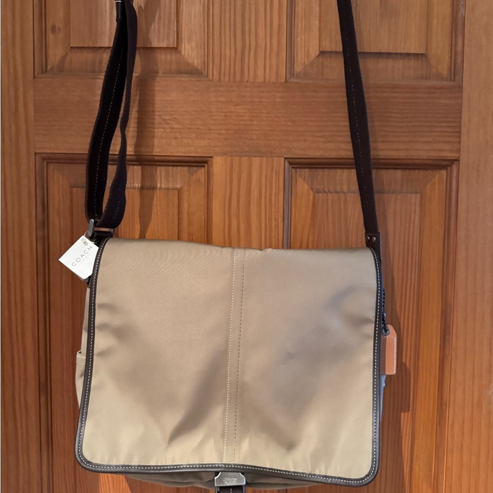 Coach Tan Transatlantic Nylon Messenger Bag 
#70443 NWT